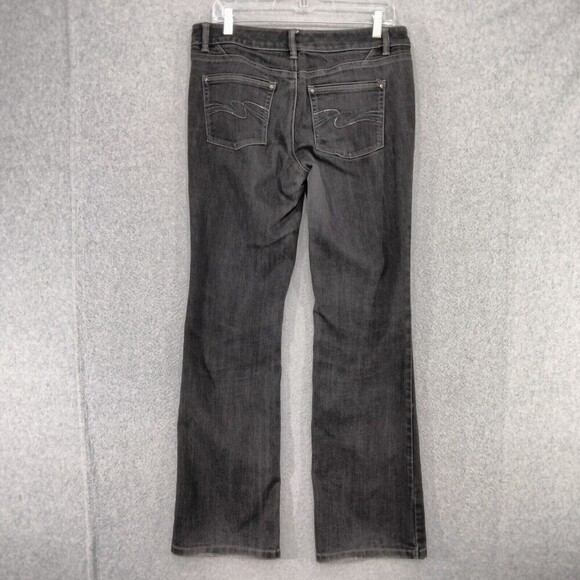 White House Black Market Boot Leg Jeans Womens Size 10 R Black Blanc Stretch Mid - Picture 7 of 11